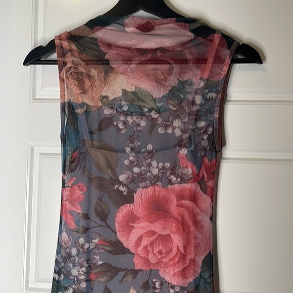 Maxi floral mesh overlay dress with inner slip Size Small/Petite - Picture 3 of 7